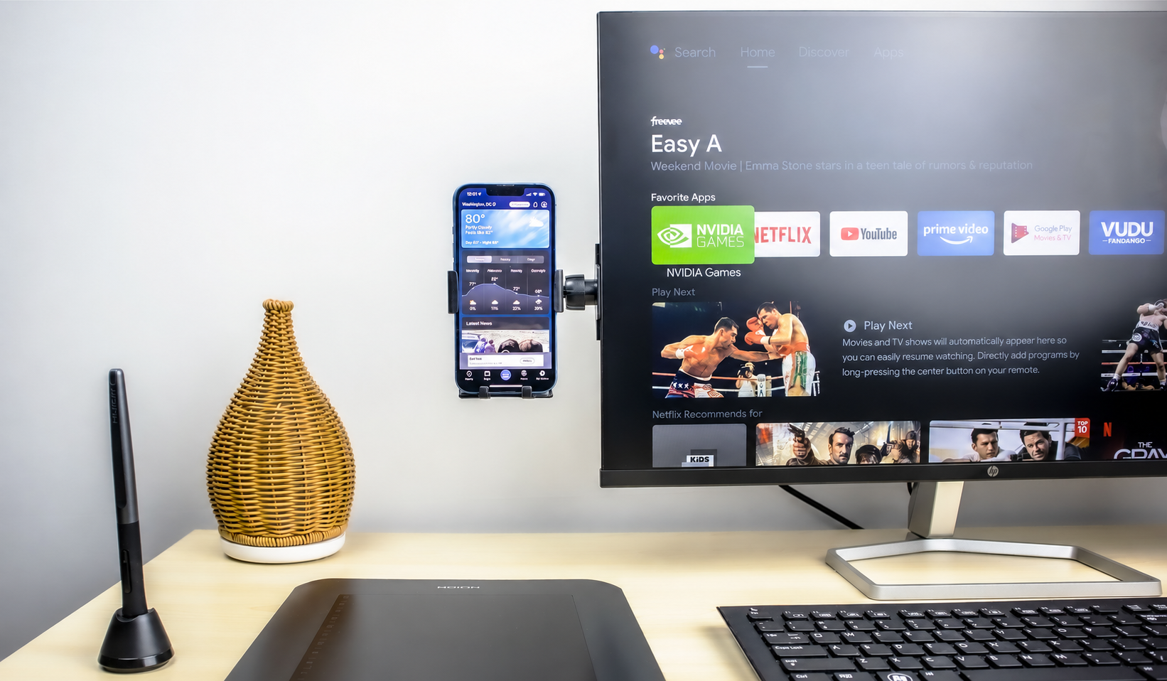 GadgetRest mounted beside a monitor in a clean modern workspace